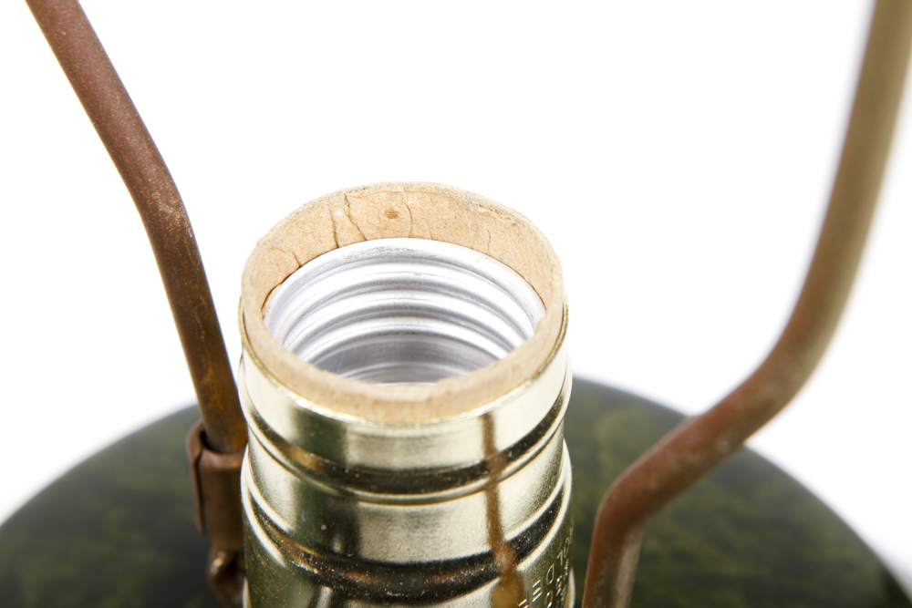 Green and Gilt Painted Bass Clef Tole Lamp