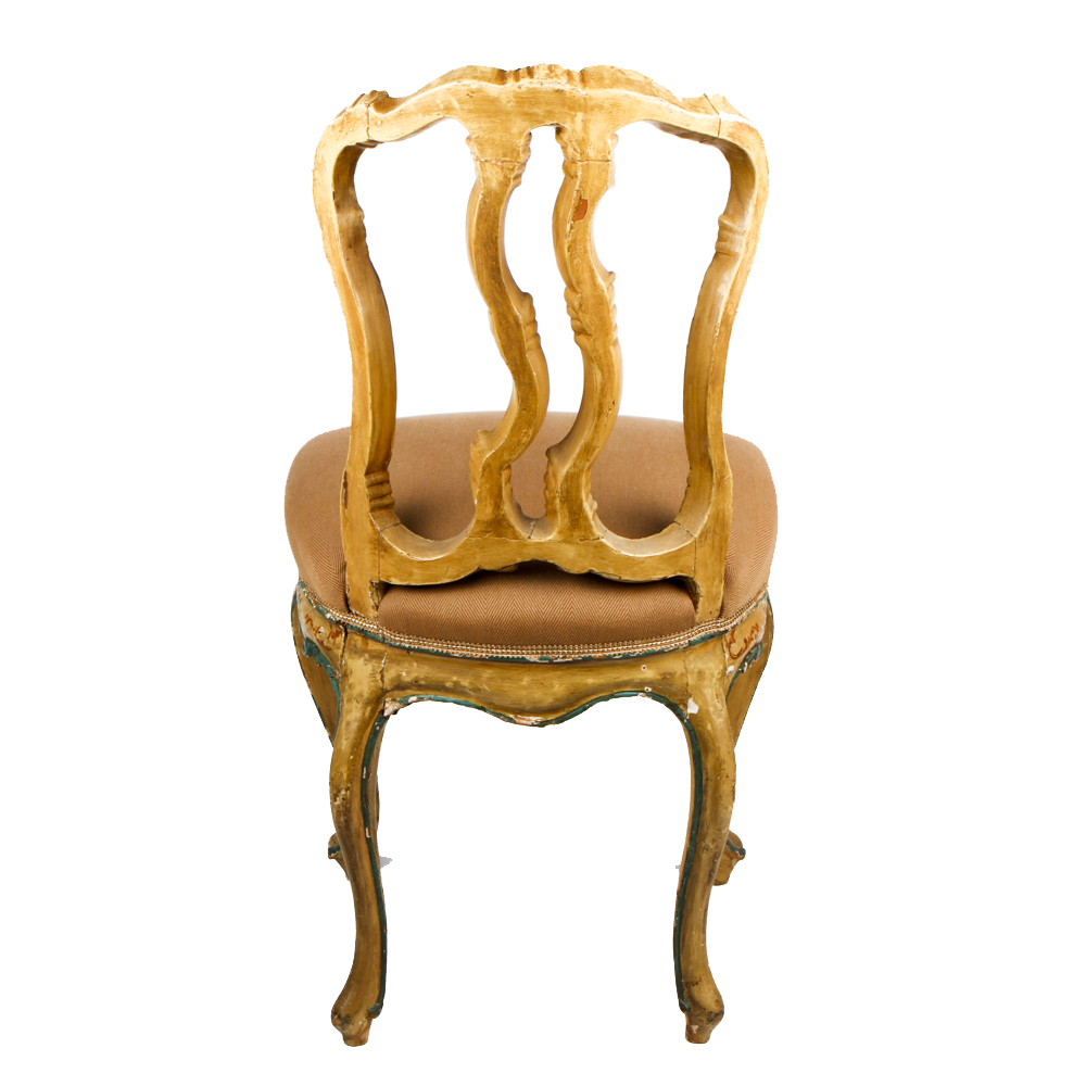 Vintage Petite Italian Rococo Style Polycrhomed Side Chair