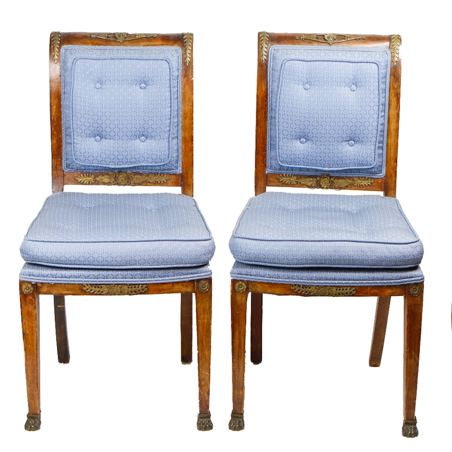 Pair of Regency Style Upholstered Dining Room Chairs