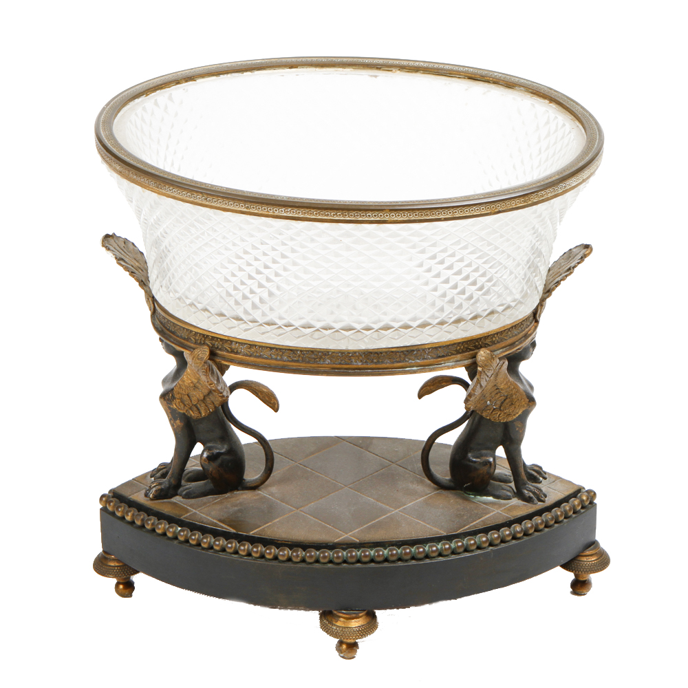 Antique Neoclassical Style Cut Glass Pedestal Candy Dish