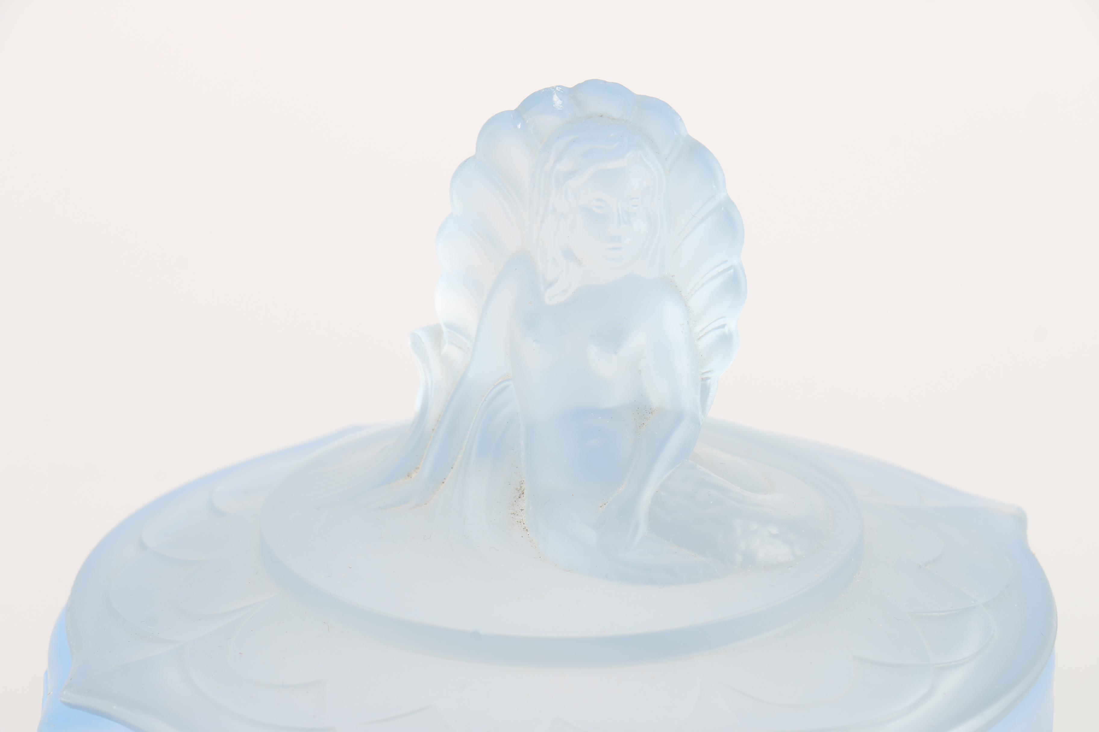 1930s Walther & Sohne German Blue Glass Nymphen Mermaid Vanity Set