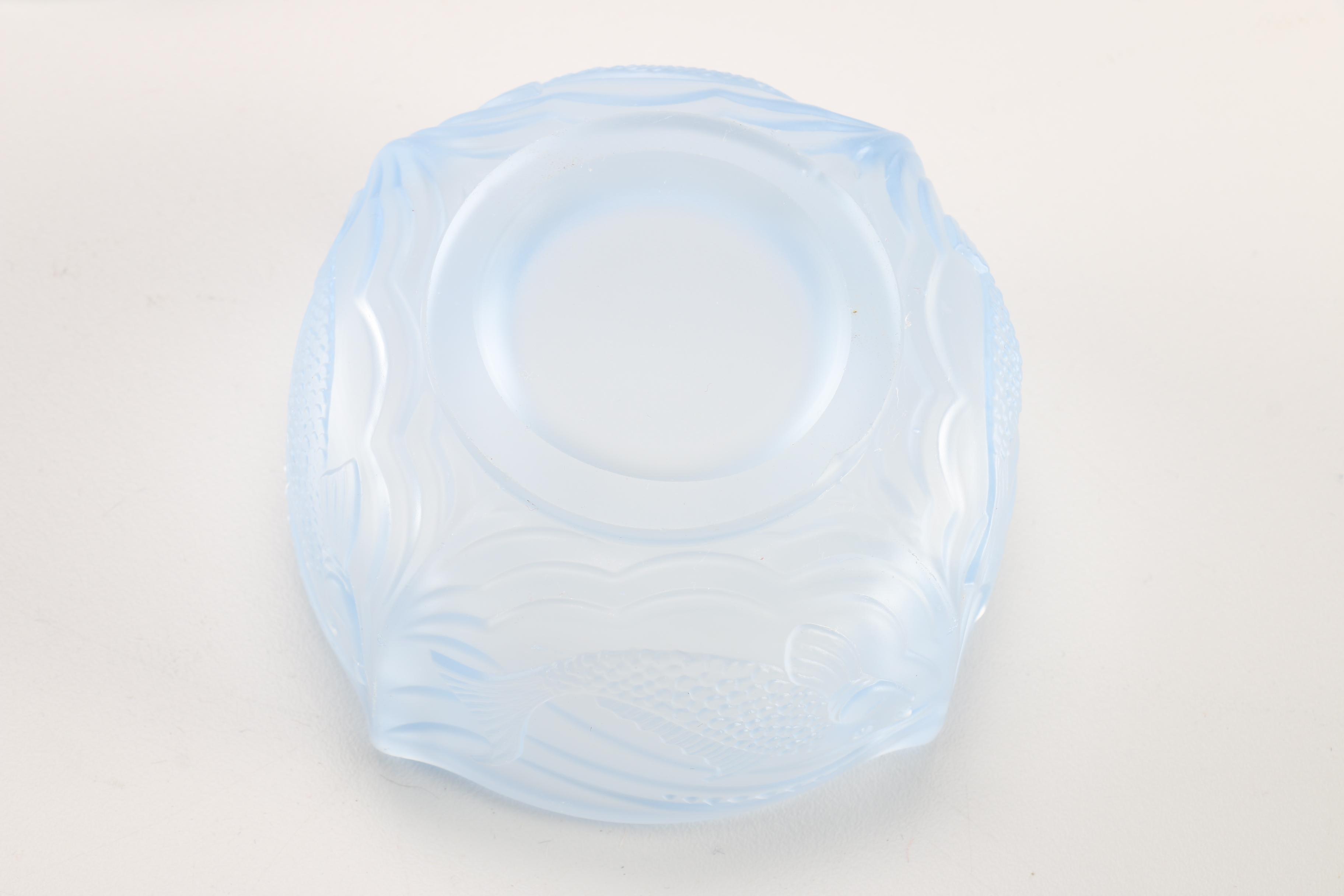 1930s Walther & Sohne German Blue Glass Nymphen Mermaid Vanity Set