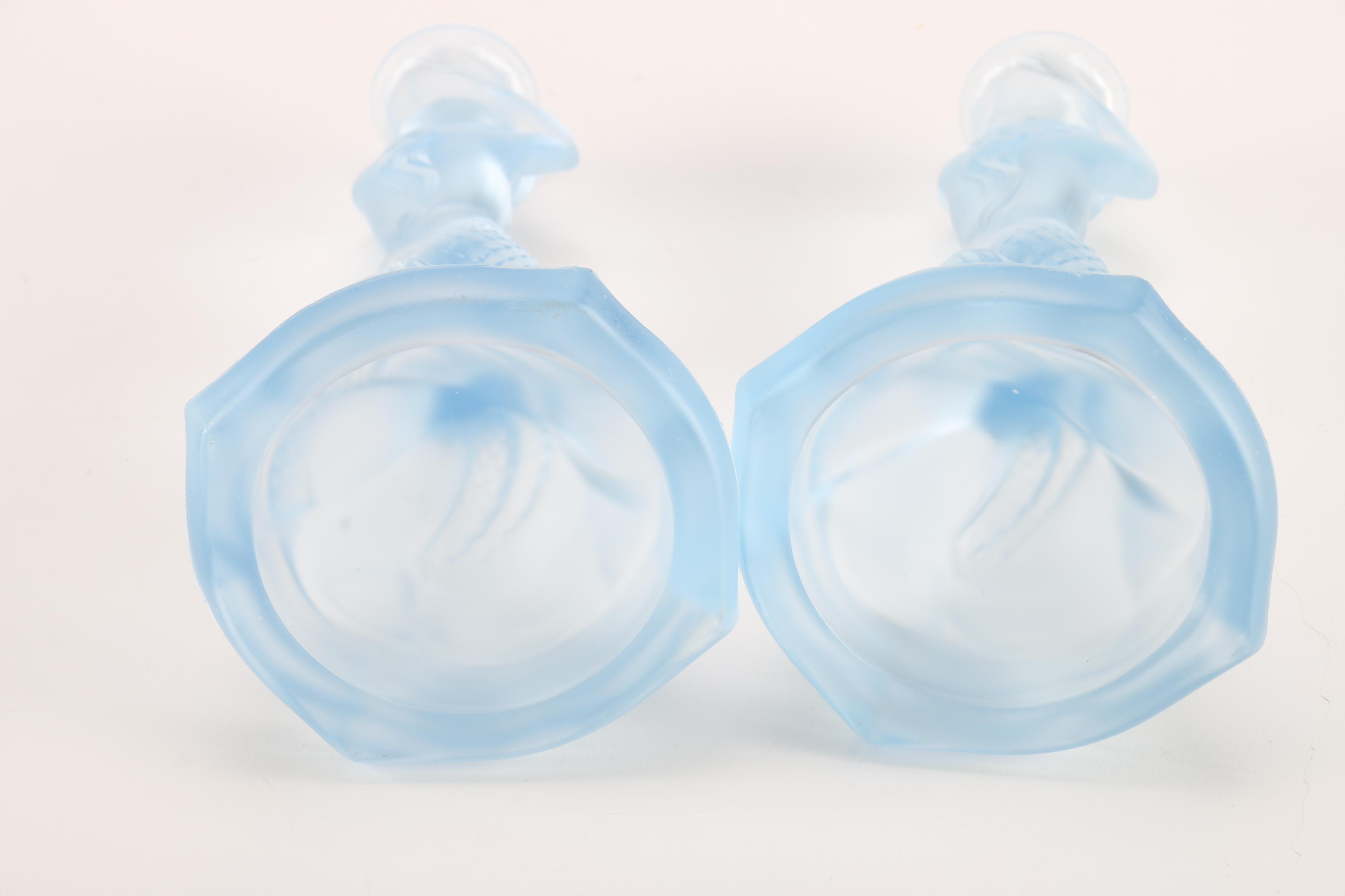 1930s Walther & Sohne German Blue Glass Nymphen Mermaid Vanity Set