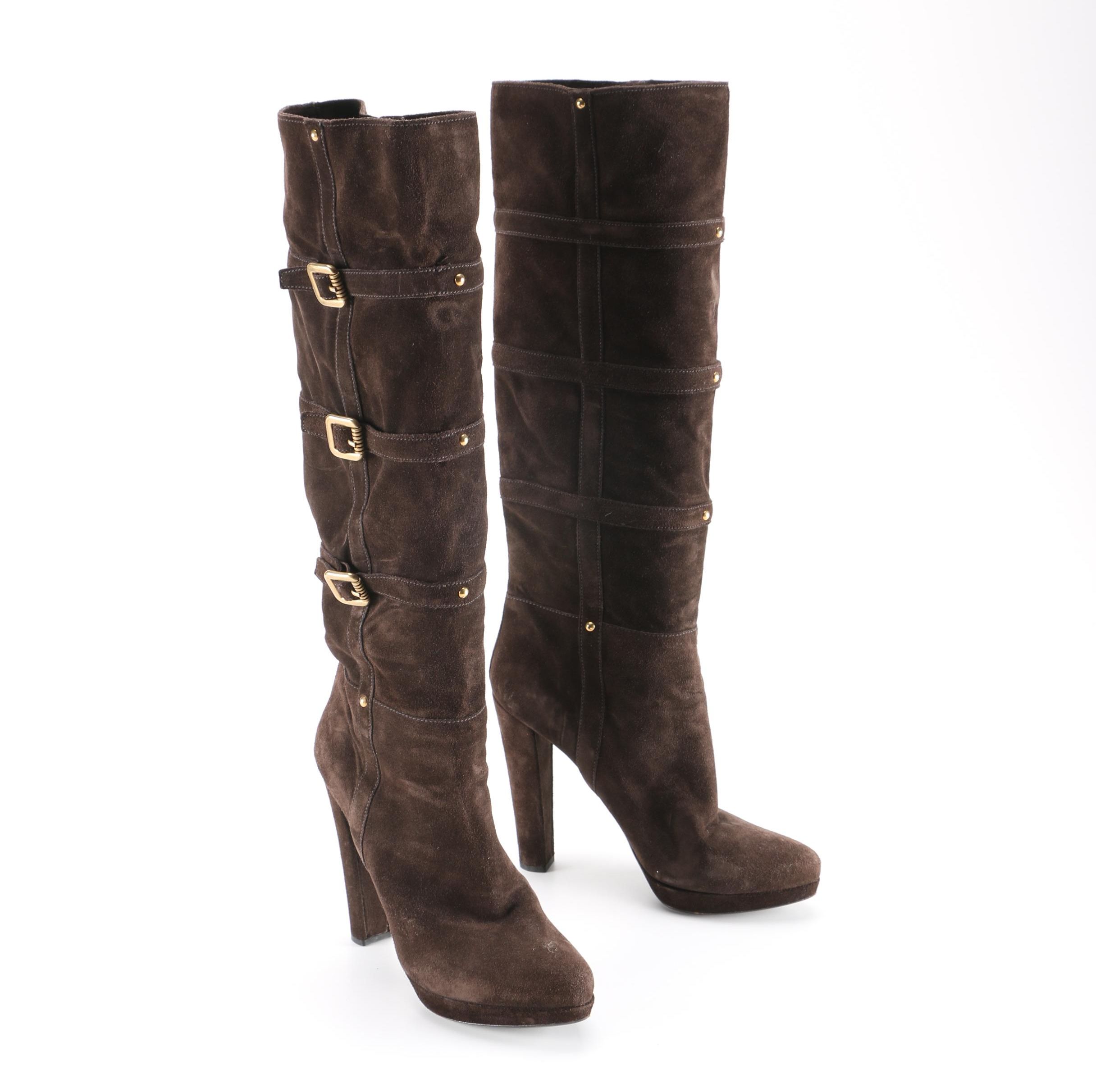 Prada Knee-High Brown Suede Boots