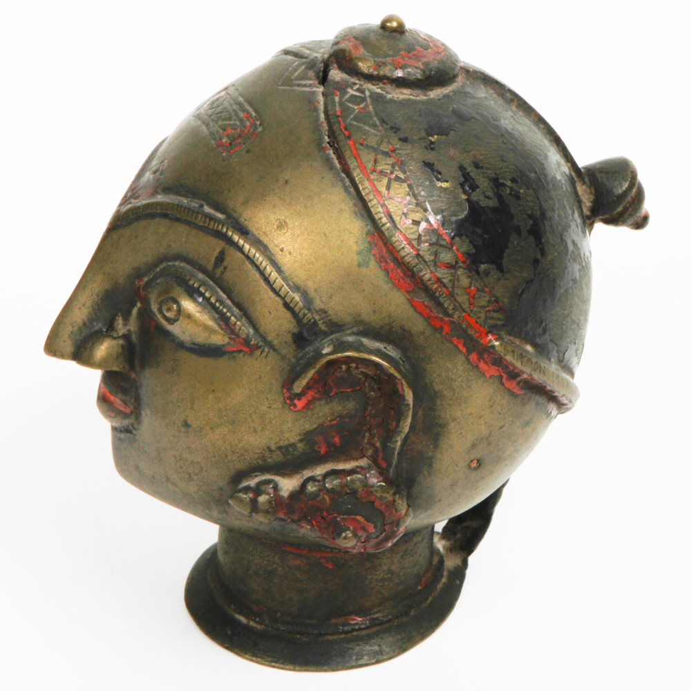 Vintage Hindu Brass Head of Gauri Sculpture