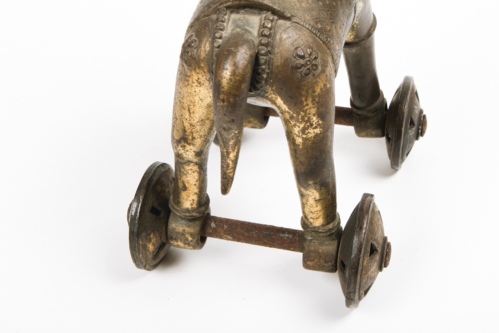 Vintage Brass Trojan Horse with Rider Sculpture