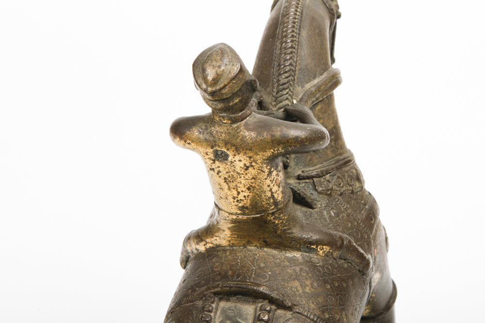 Vintage Brass Trojan Horse with Rider Sculpture