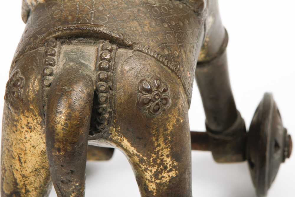 Vintage Brass Trojan Horse with Rider Sculpture