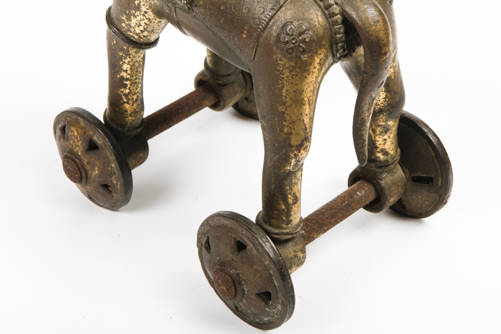 Vintage Brass Trojan Horse with Rider Sculpture