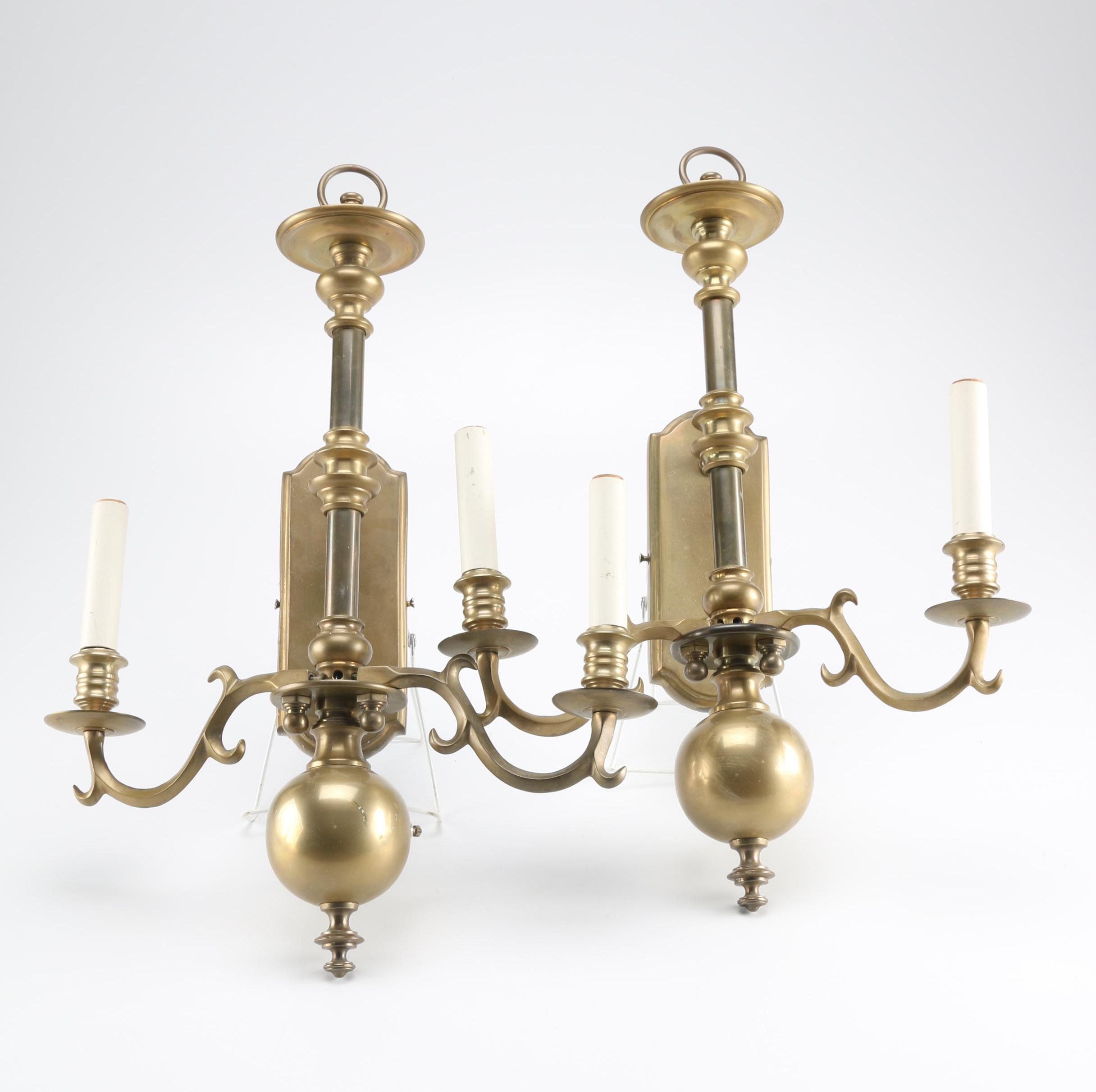 Two Electrical Wall Sconces in Brass
