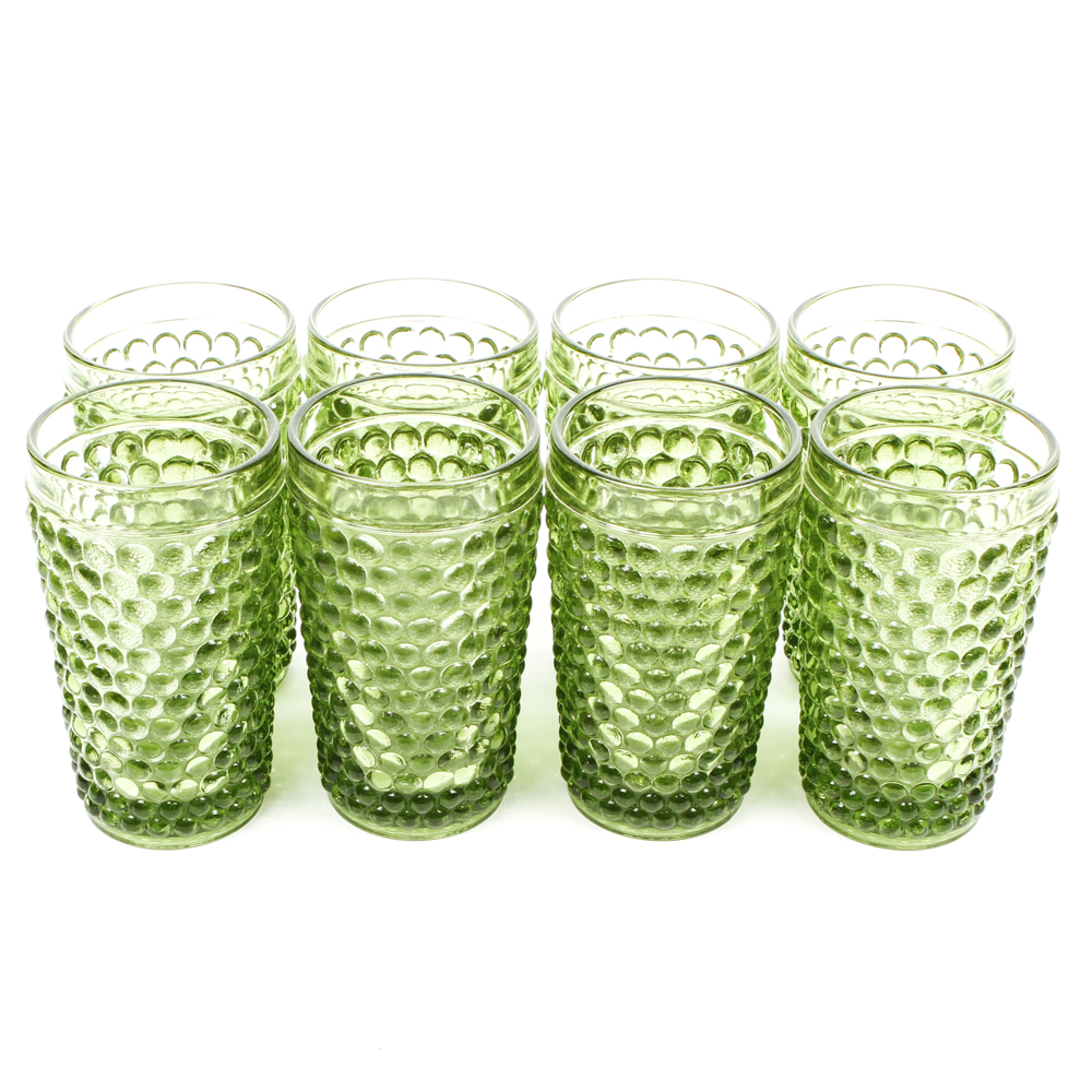 Vintage Green Bubble Patterned Glassware