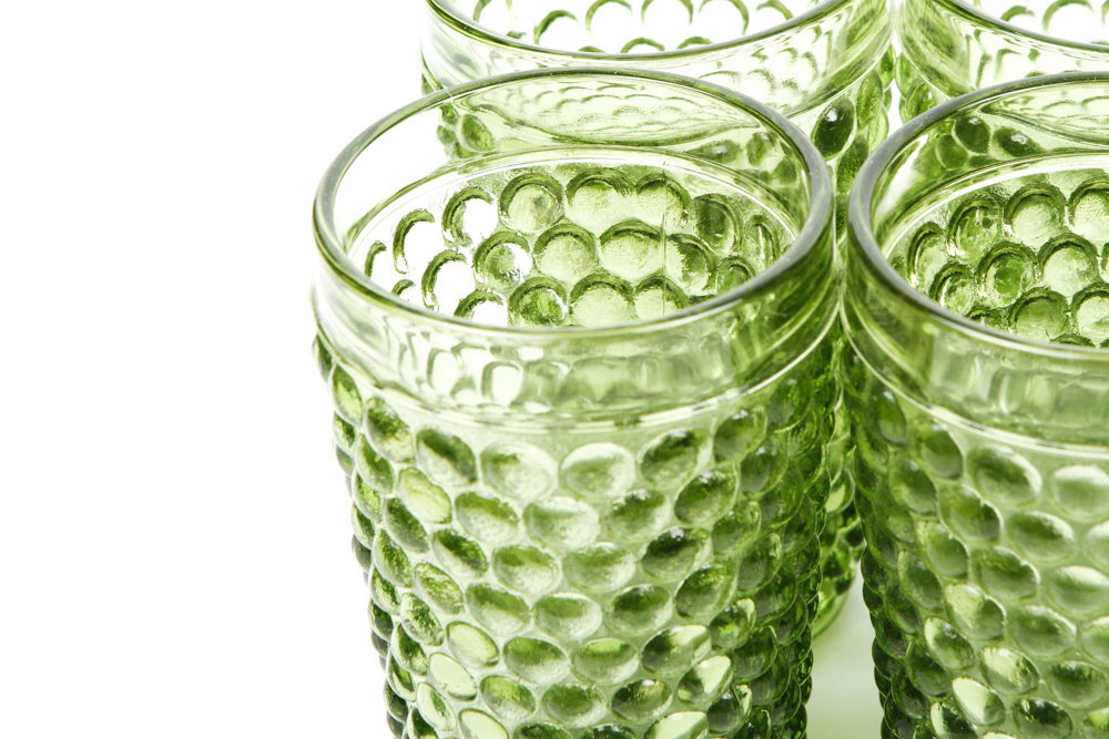 Vintage Green Bubble Patterned Glassware