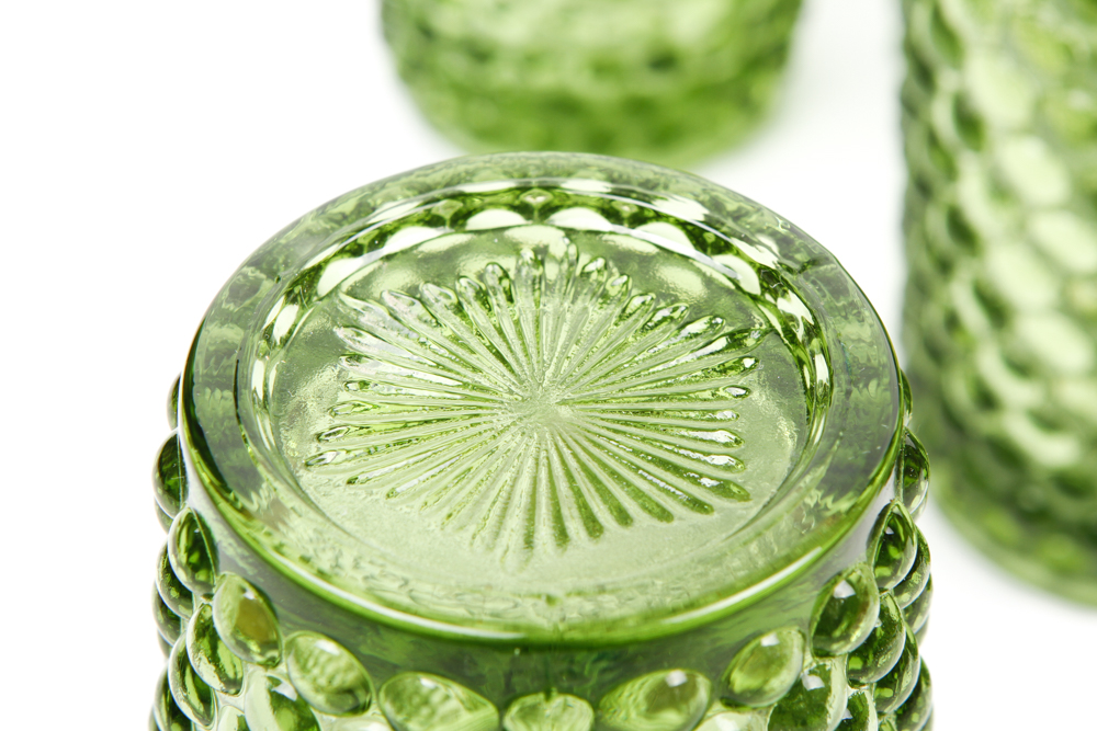 Vintage Green Bubble Patterned Glassware
