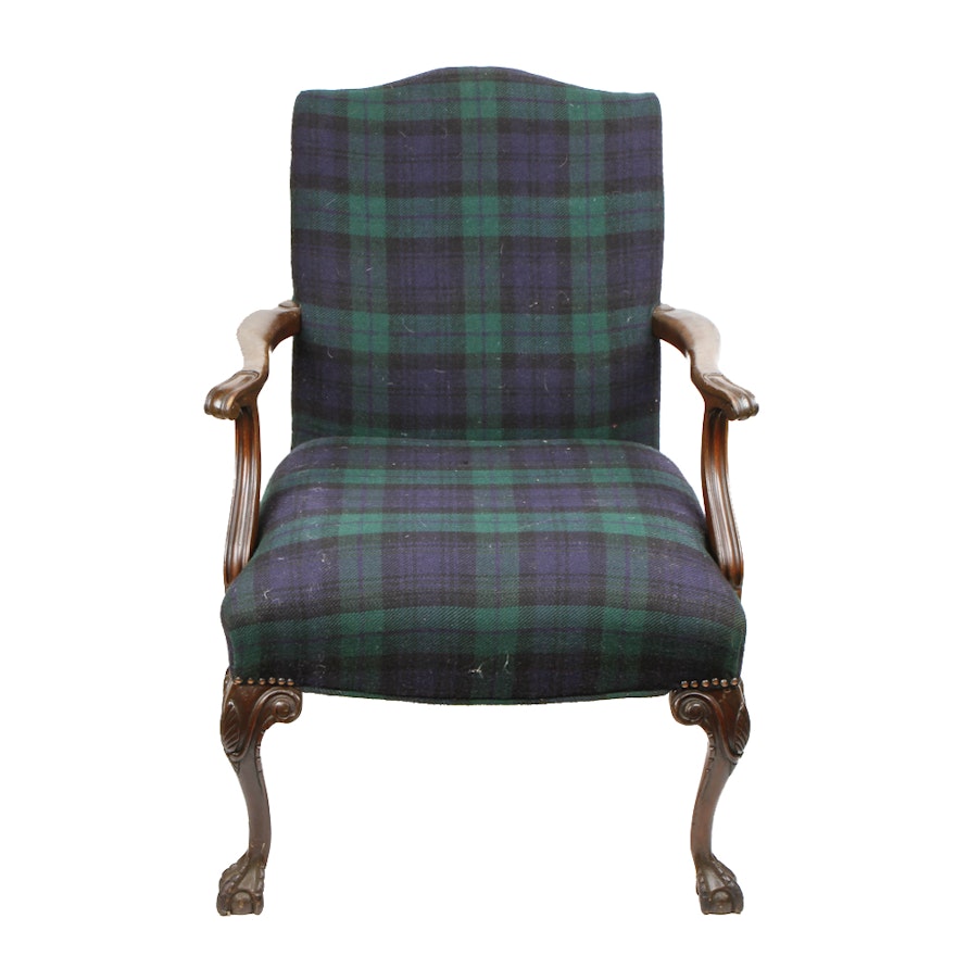 Chippendale-Style Mahogany Upholstered Arm Chair