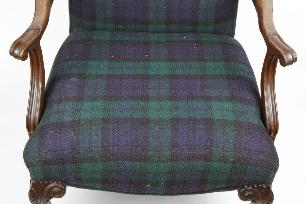 Chippendale-Style Mahogany Upholstered Arm Chair