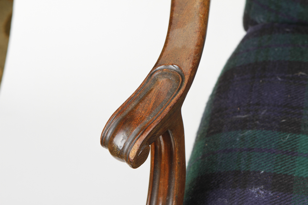 Chippendale-Style Mahogany Upholstered Arm Chair