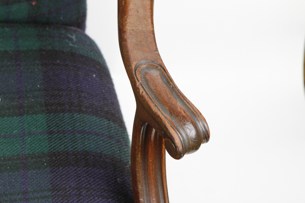 Chippendale-Style Mahogany Upholstered Arm Chair