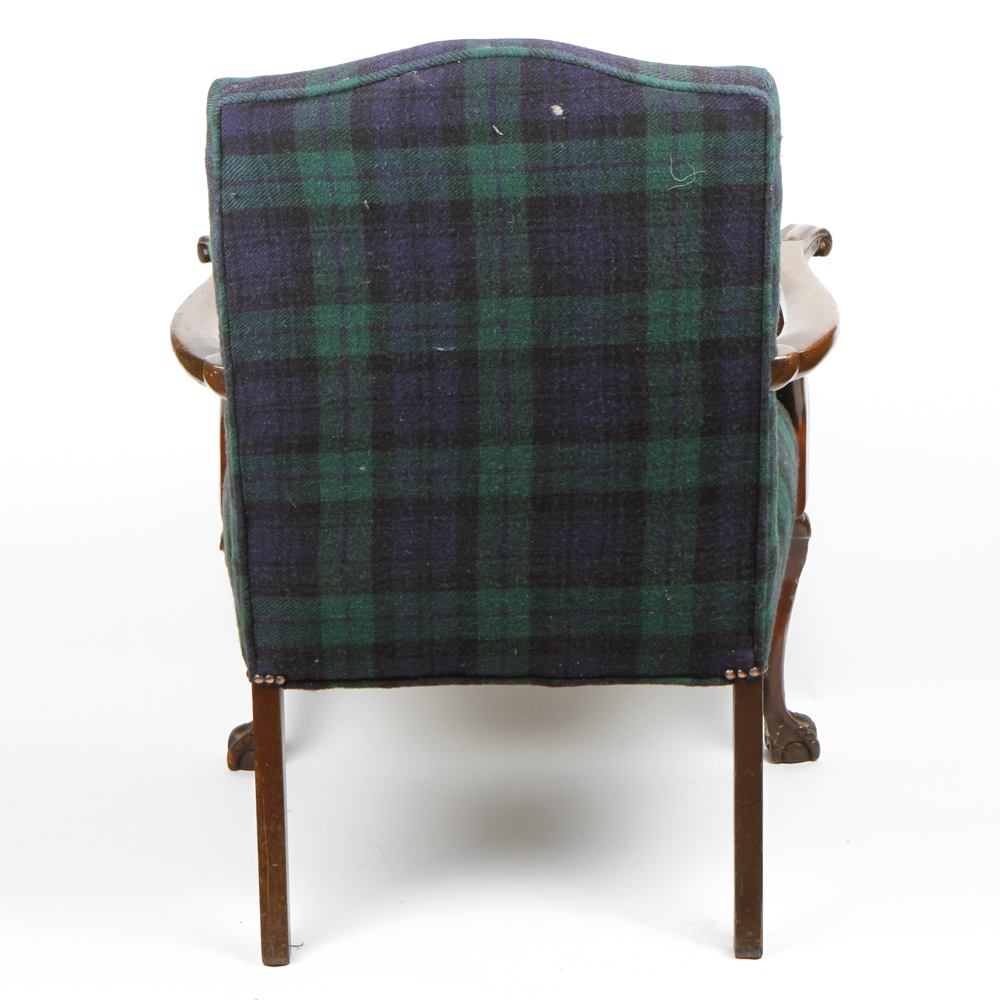 Chippendale-Style Mahogany Upholstered Arm Chair