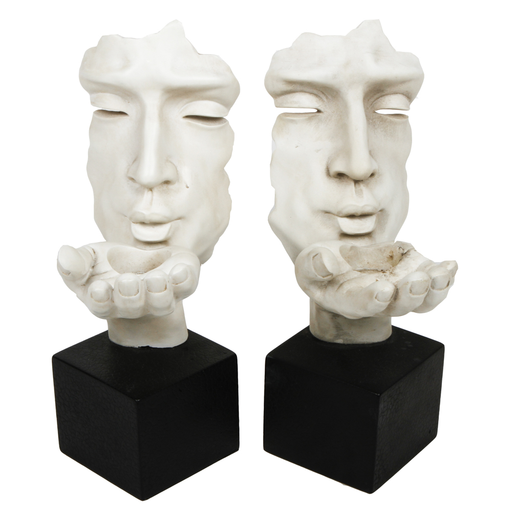 Pair of Vitruvian "Blowing A Kiss" Votive Holders