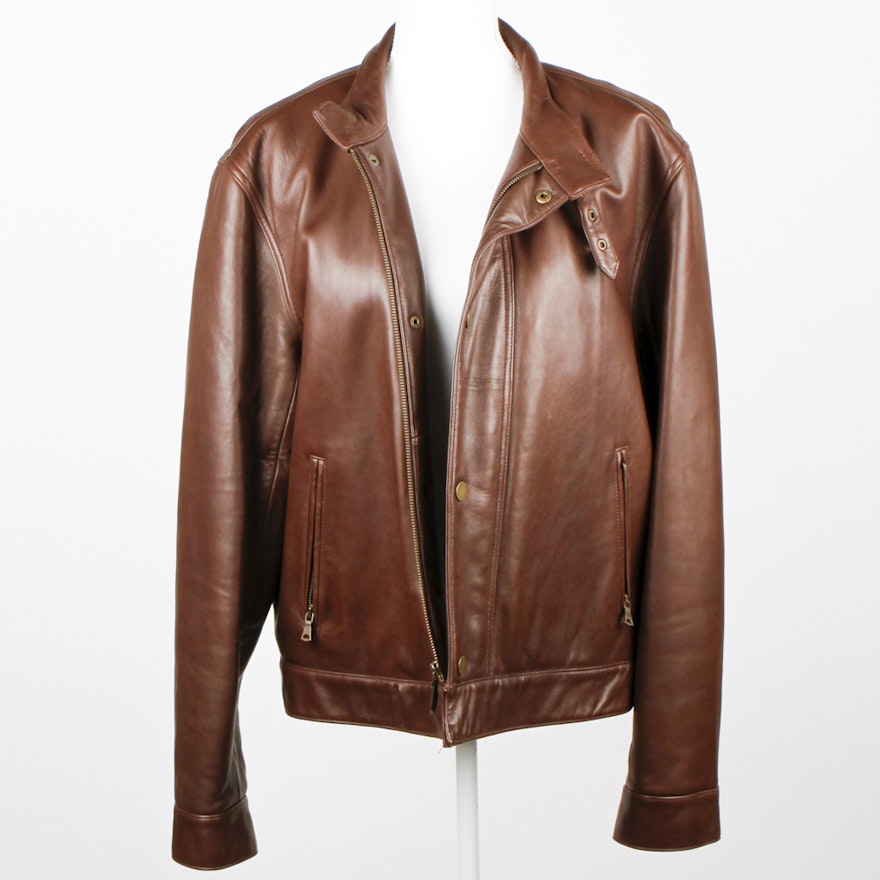 Men's Polo Leather Jacket