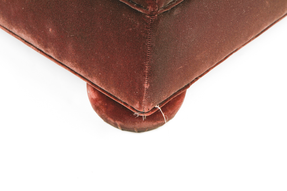 Garnet Velvet Upholstered Ottoman