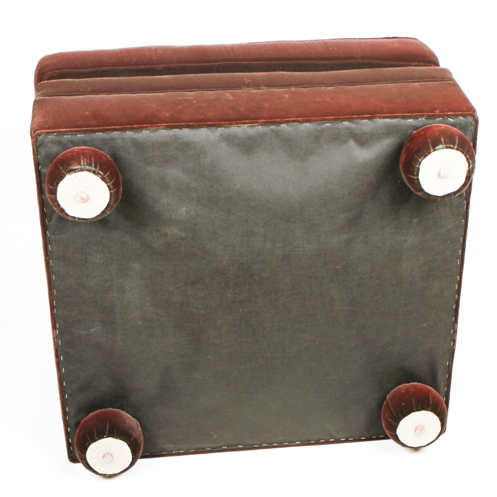 Garnet Velvet Upholstered Ottoman