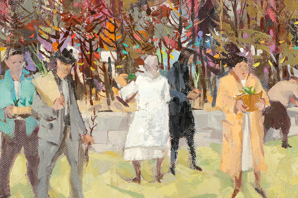 Carl Zimmerman Oil Painting on Board of Park Scene