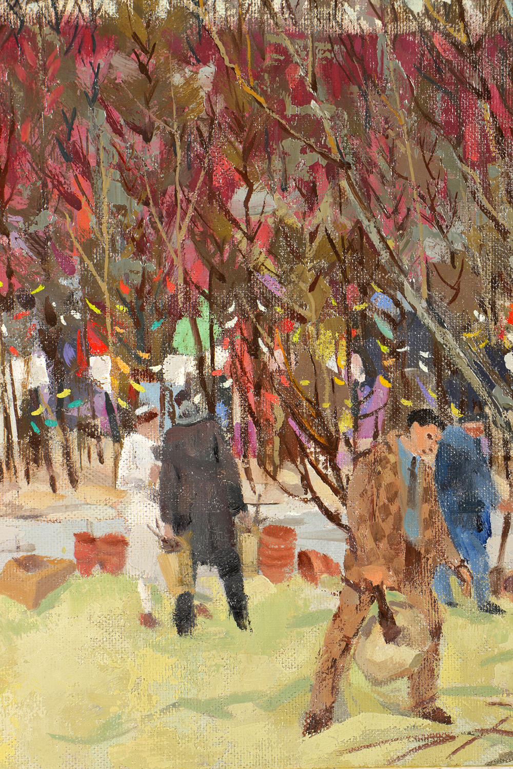 Carl Zimmerman Oil Painting on Board of Park Scene