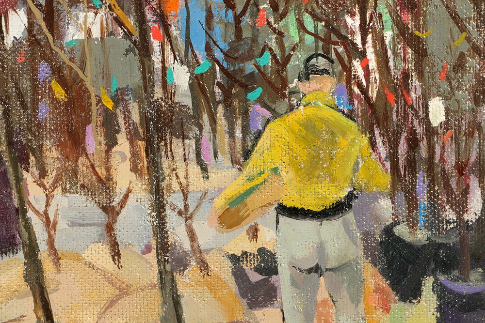 Carl Zimmerman Oil Painting on Board of Park Scene