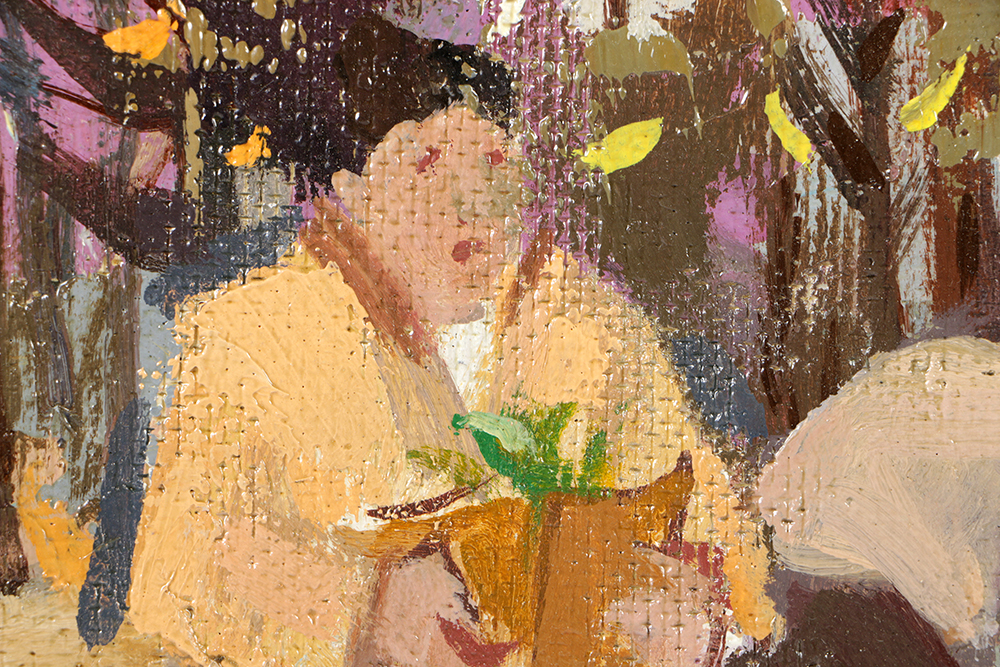 Carl Zimmerman Oil Painting on Board of Park Scene