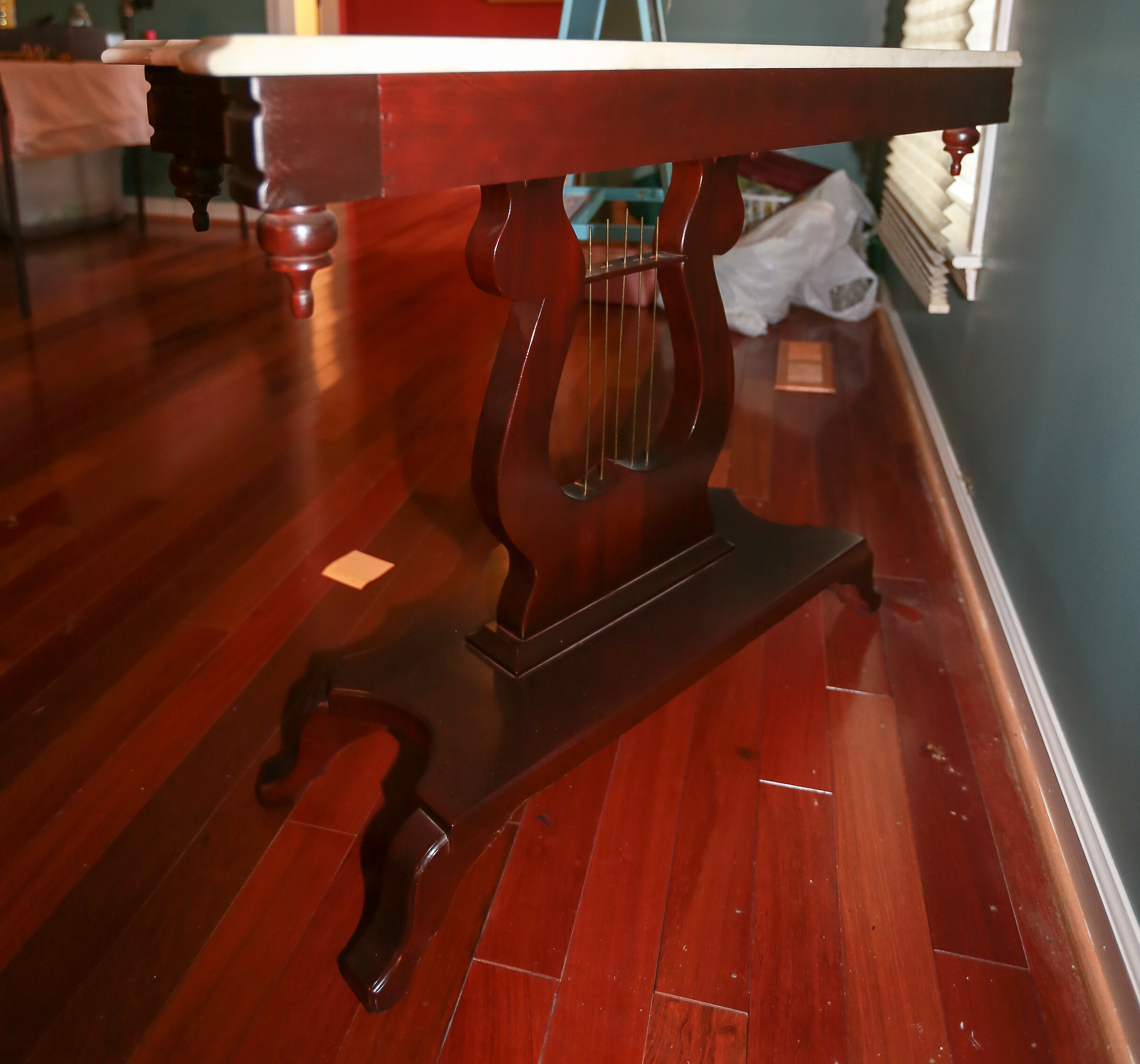 Vintage Victorian Style Marble Top Lyre Table EBTH