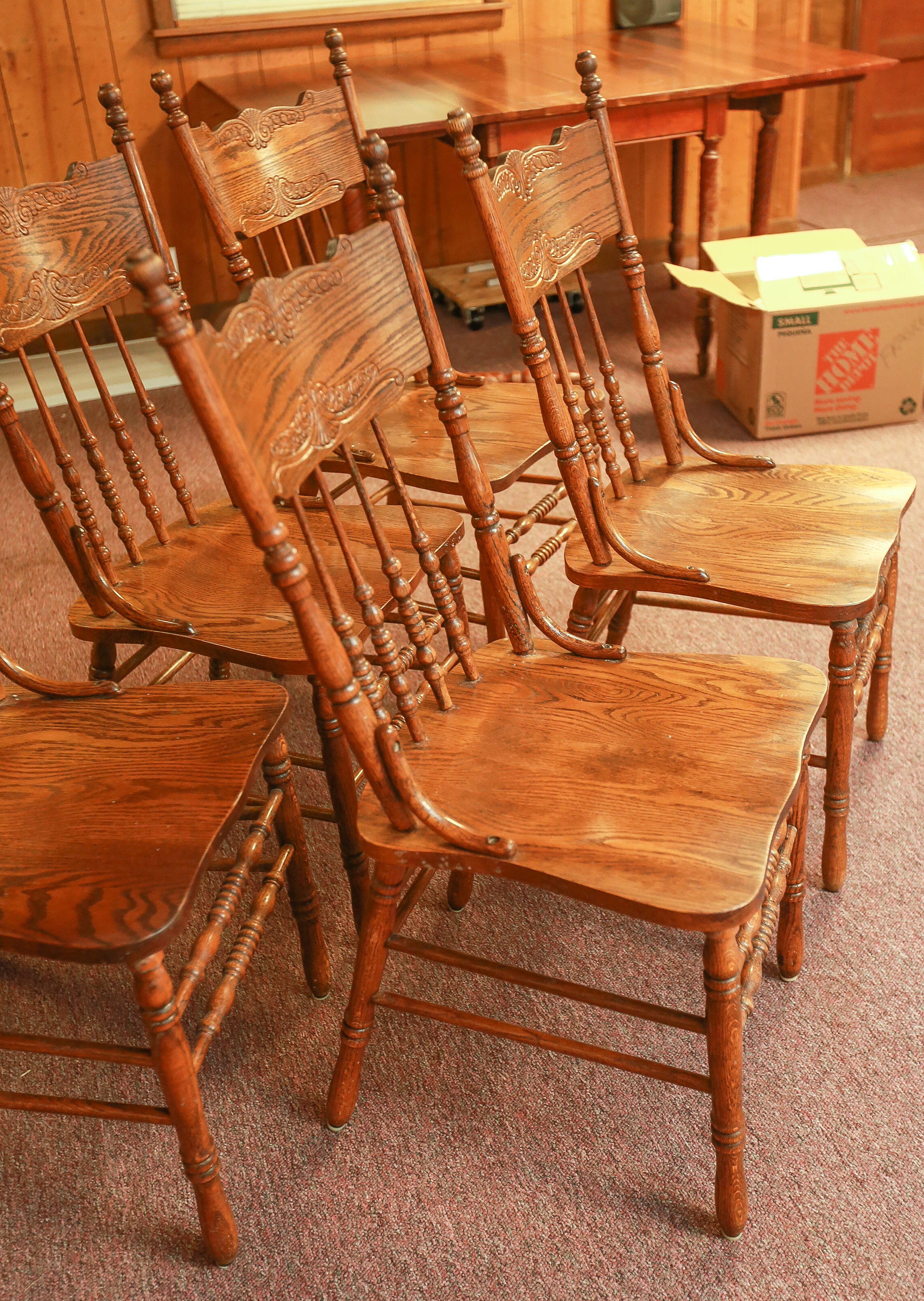 Pressed Back Oak Dining Chairs