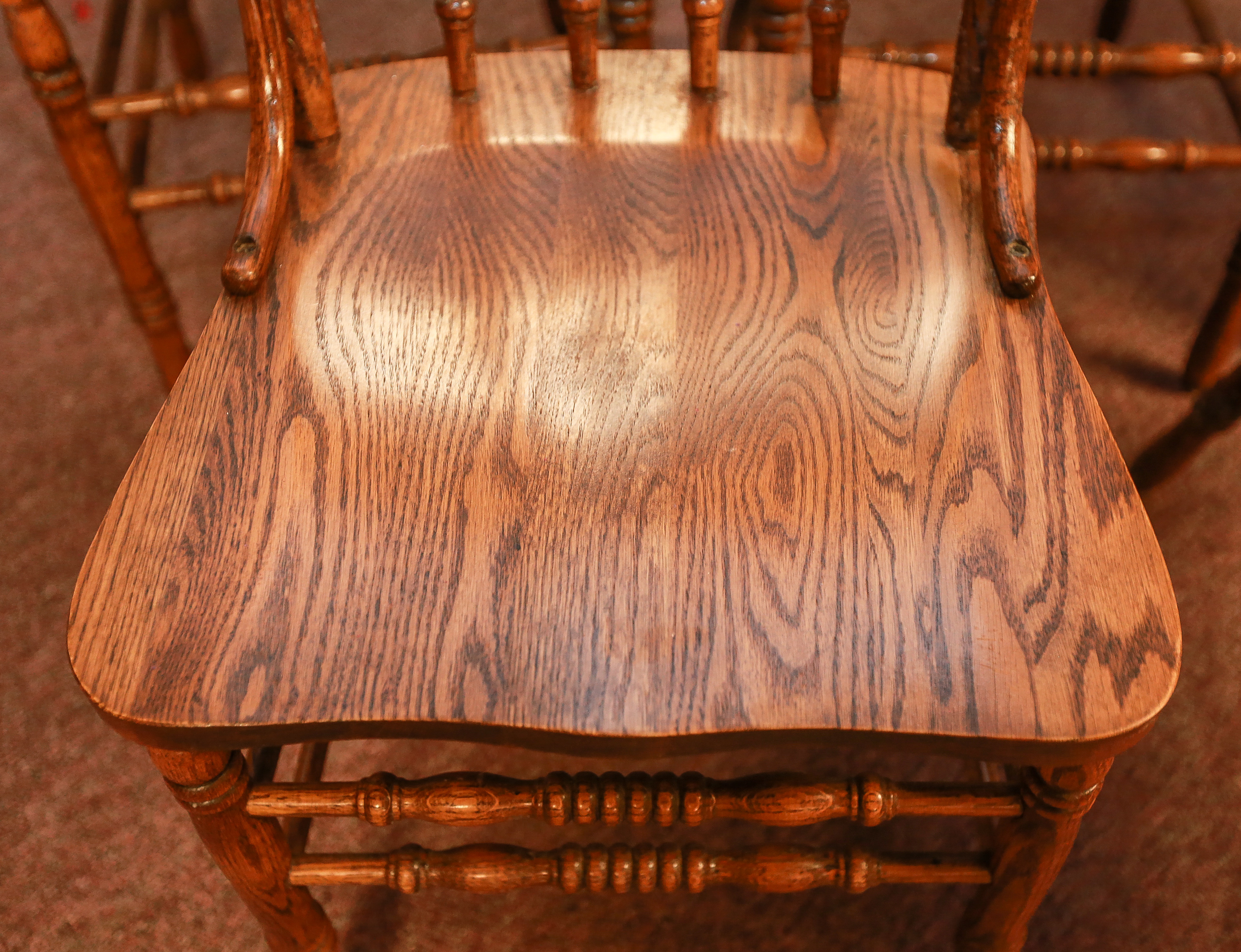 Pressed Back Oak Dining Chairs