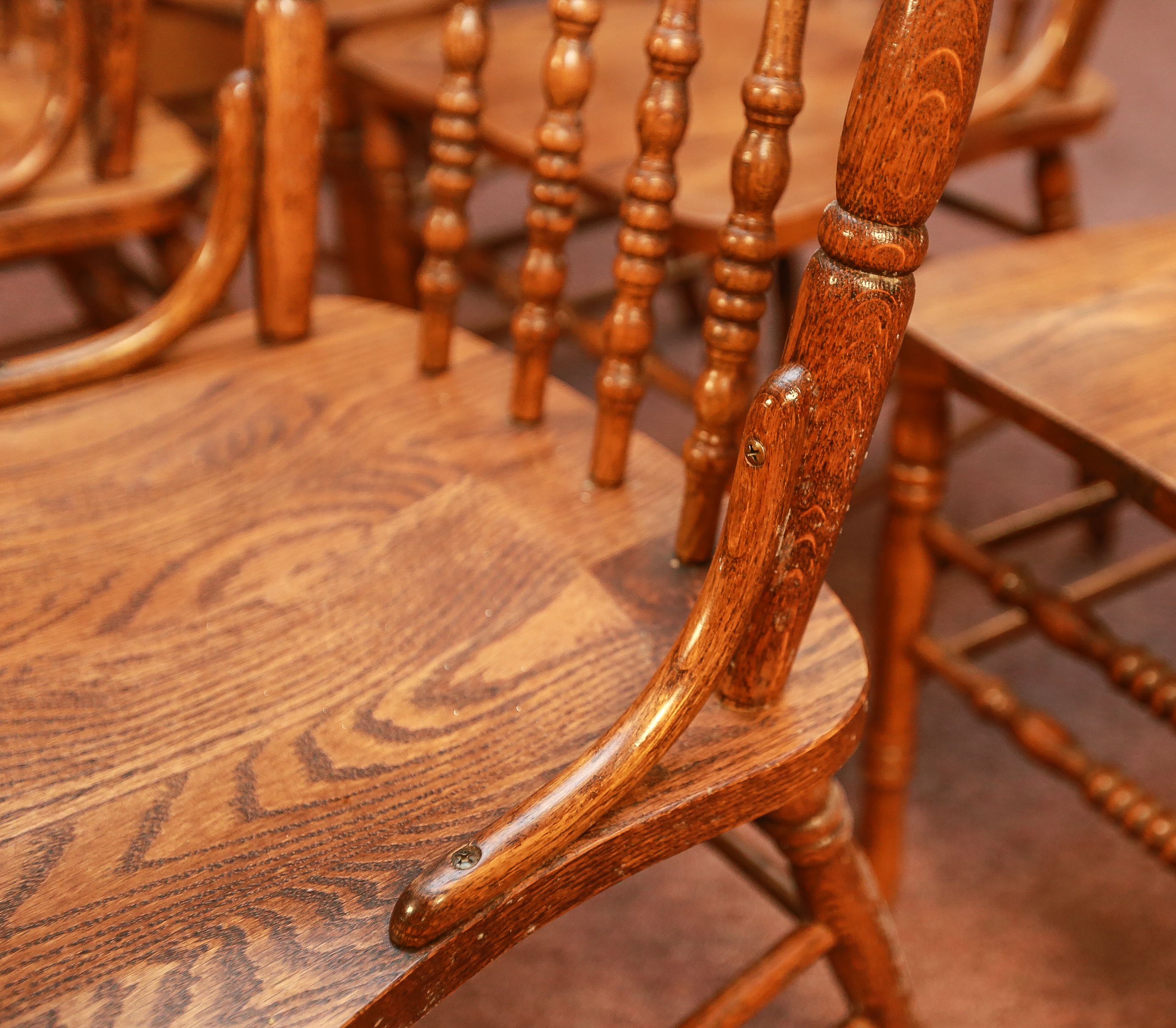 Pressed Back Oak Dining Chairs