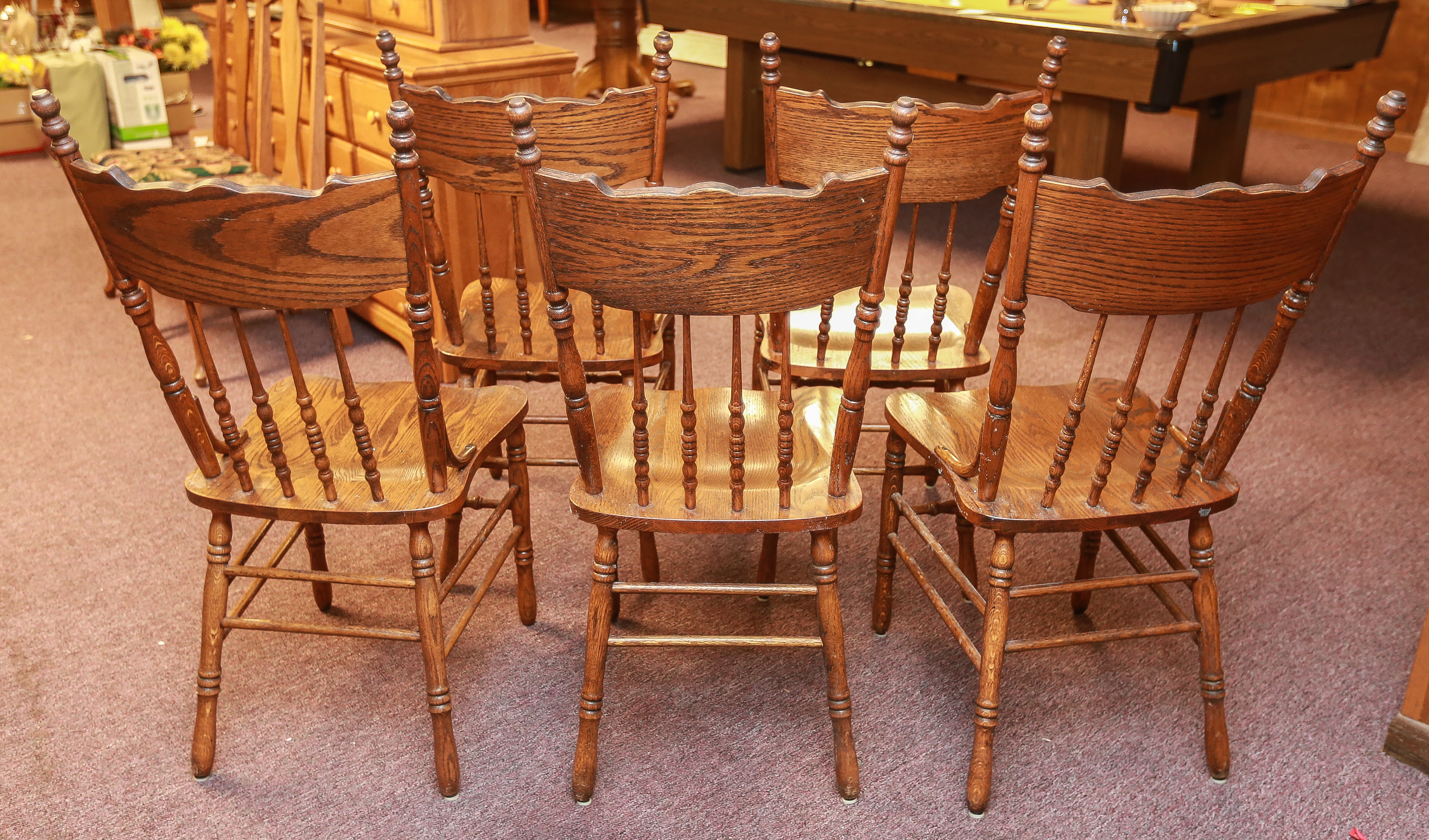 Pressed Back Oak Dining Chairs