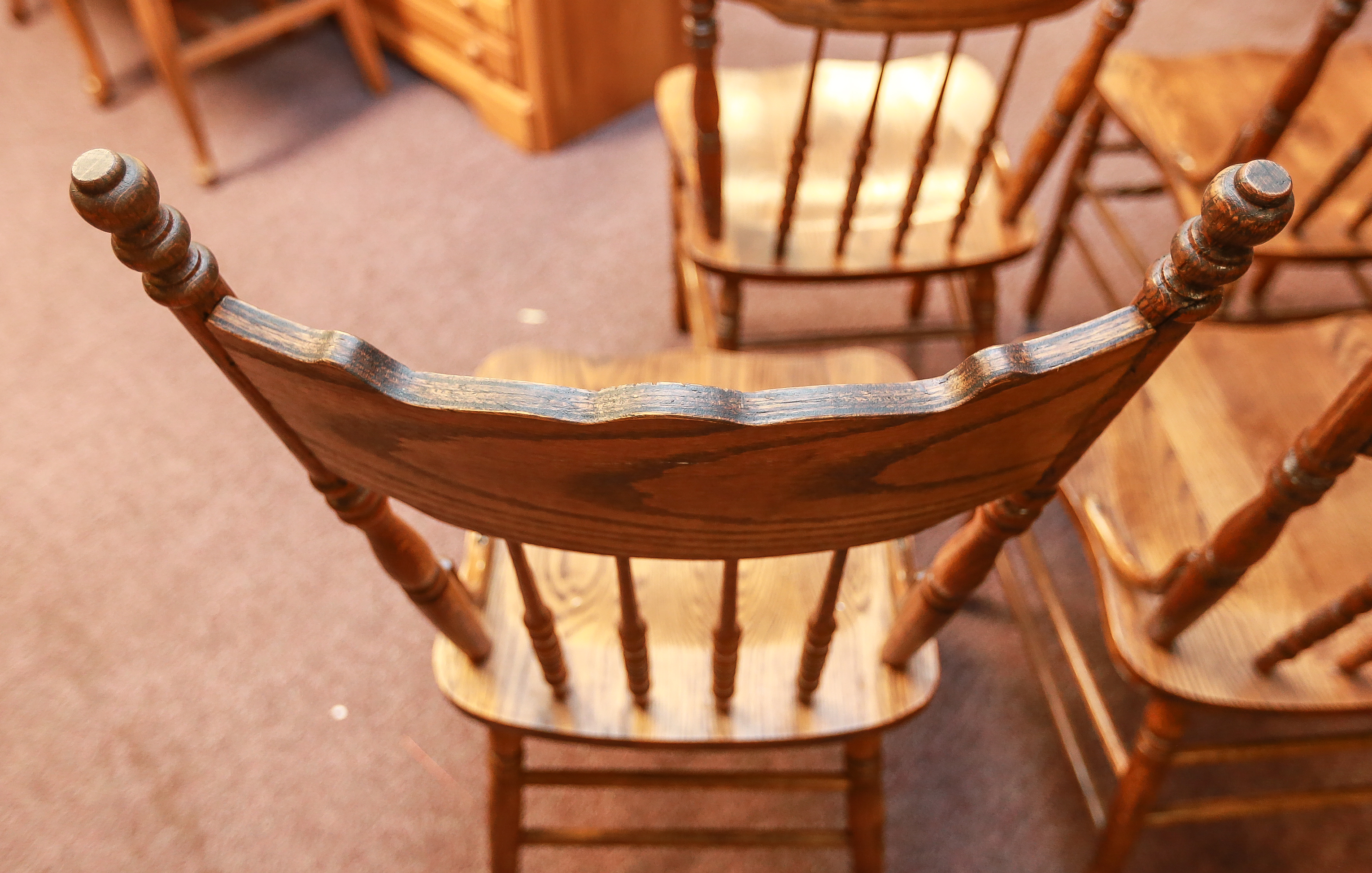 Pressed Back Oak Dining Chairs