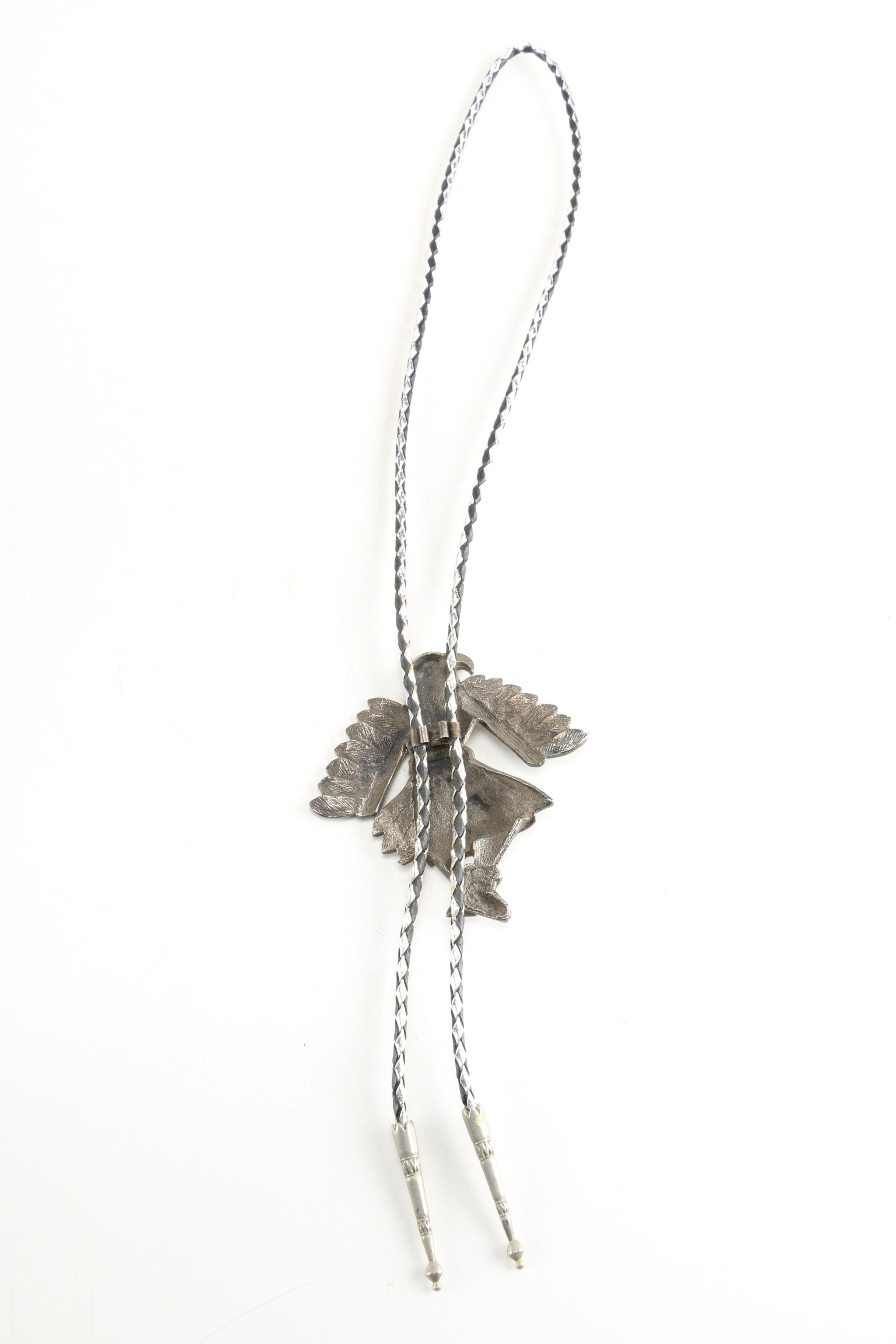 Silver Tone Turquoise Style Bolo Tie