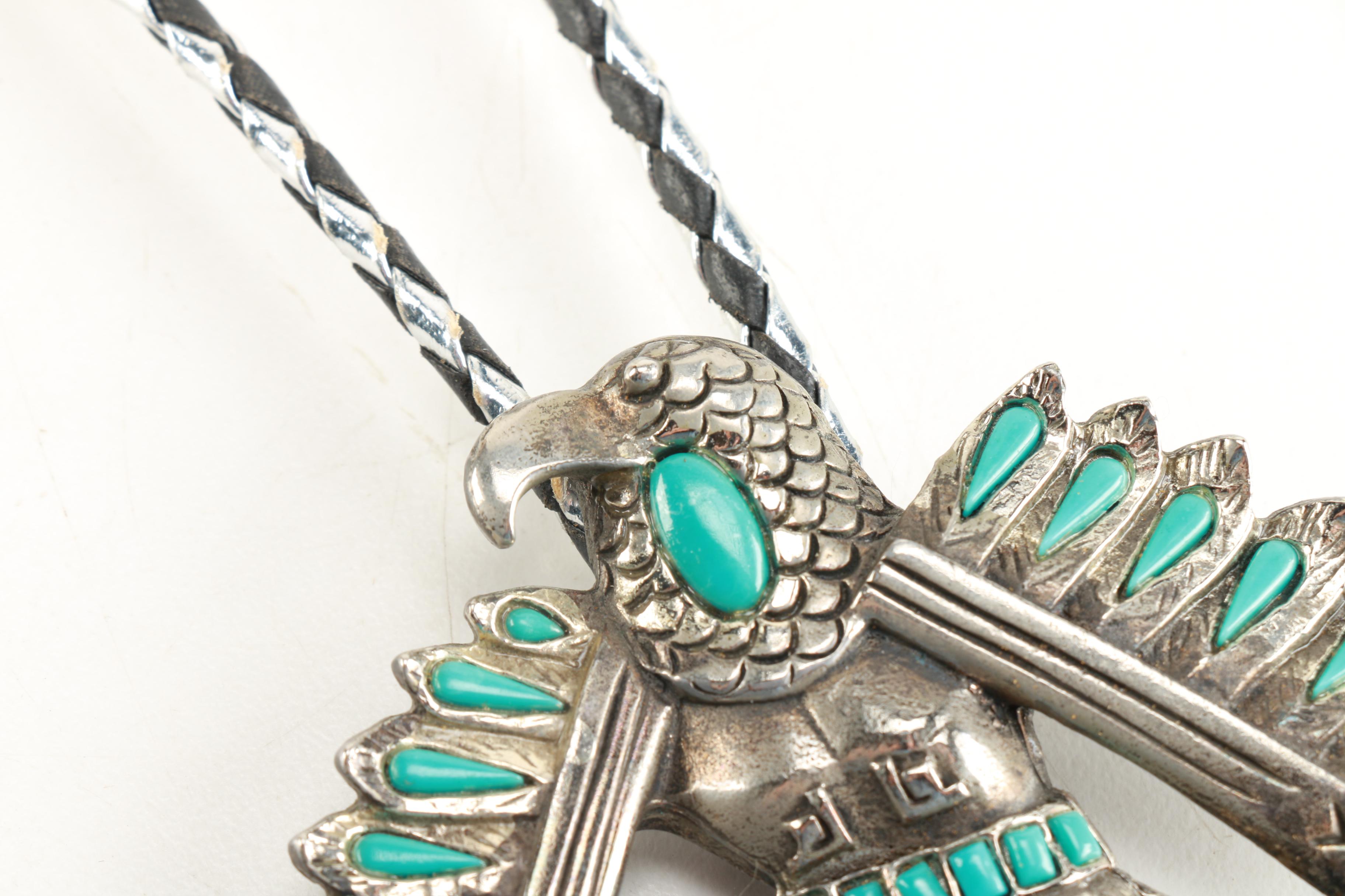 Silver Tone Turquoise Style Bolo Tie