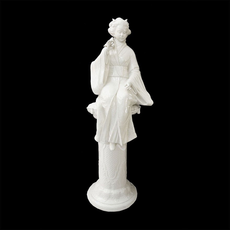 Glazed Japanese Style Figure on Pedestal