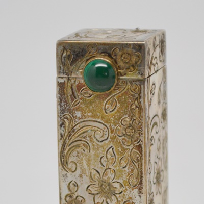 Antique 800 Silver and Malachite Lipstick Case by U. Bellini