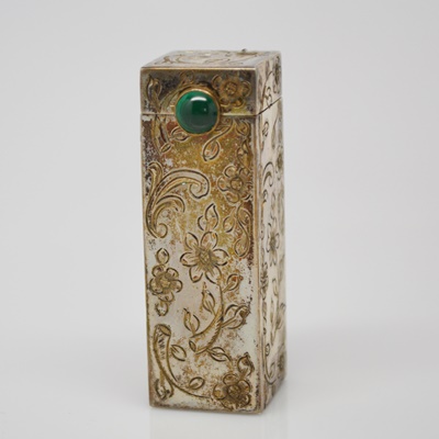 Antique 800 Silver and Malachite Lipstick Case by U. Bellini