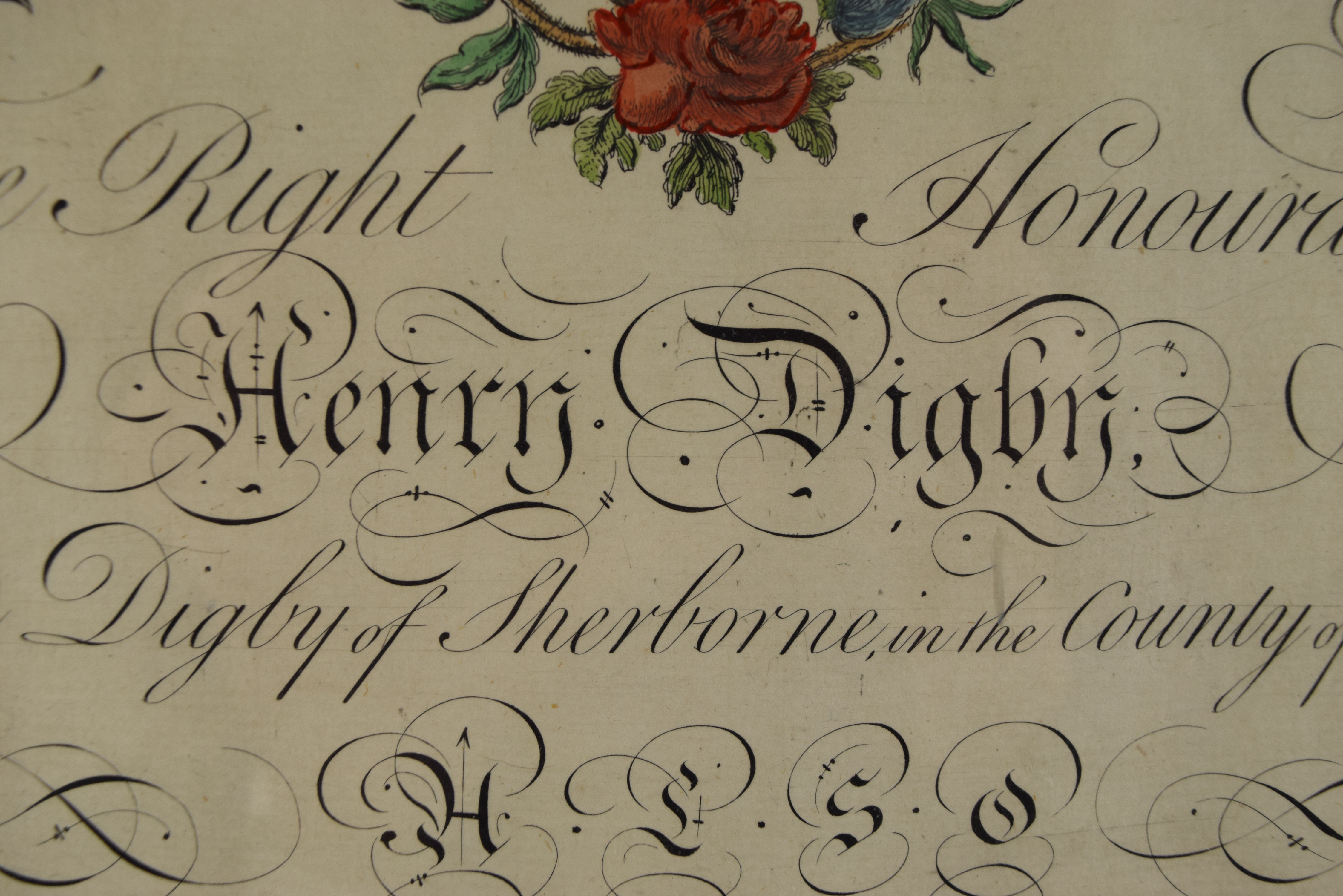 18th Century Hand Colored English Heraldic Bookplate, Henry Digby