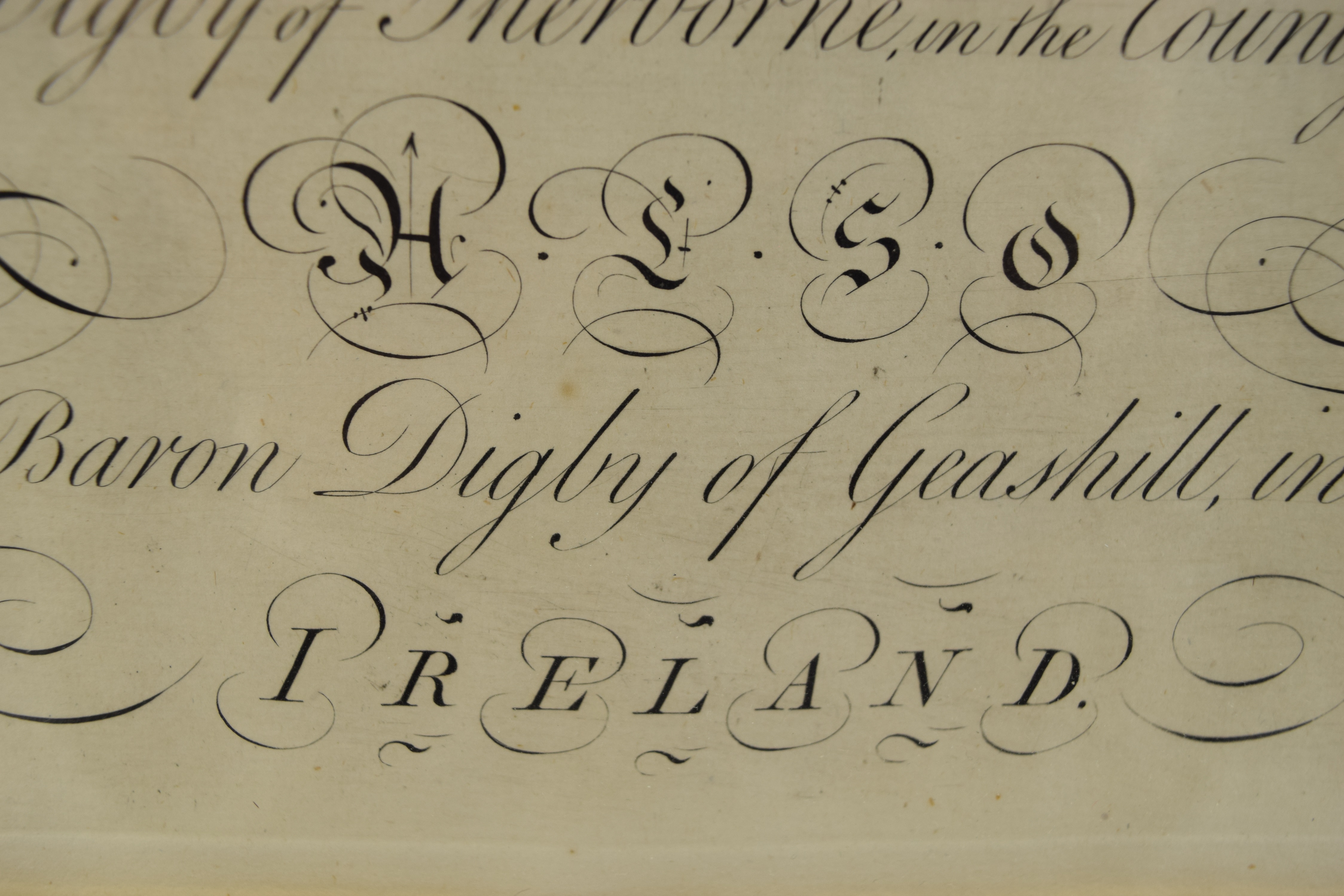 18th Century Hand Colored English Heraldic Bookplate, Henry Digby