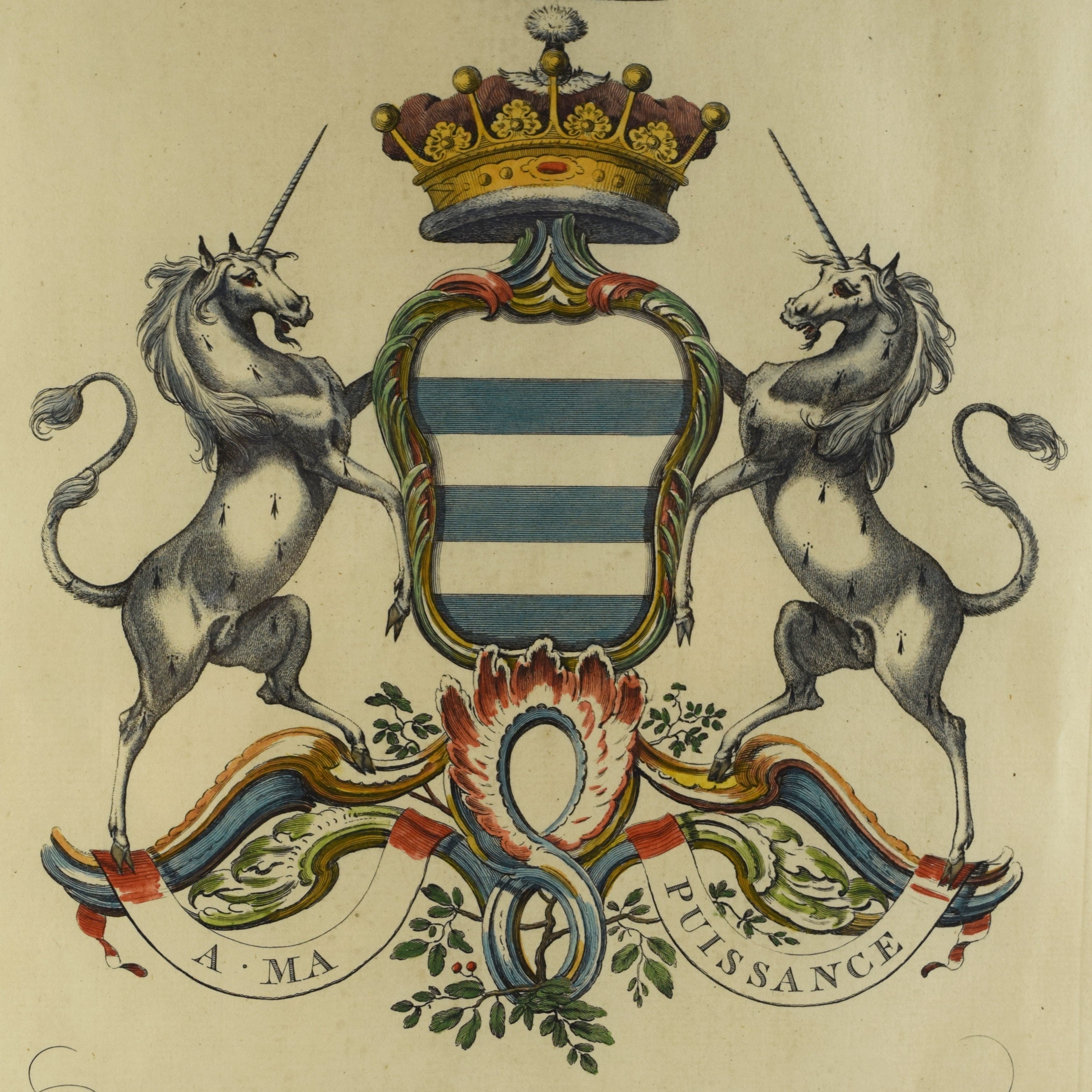 18th Century English Heraldic Bookplate, Earl Harry Grey