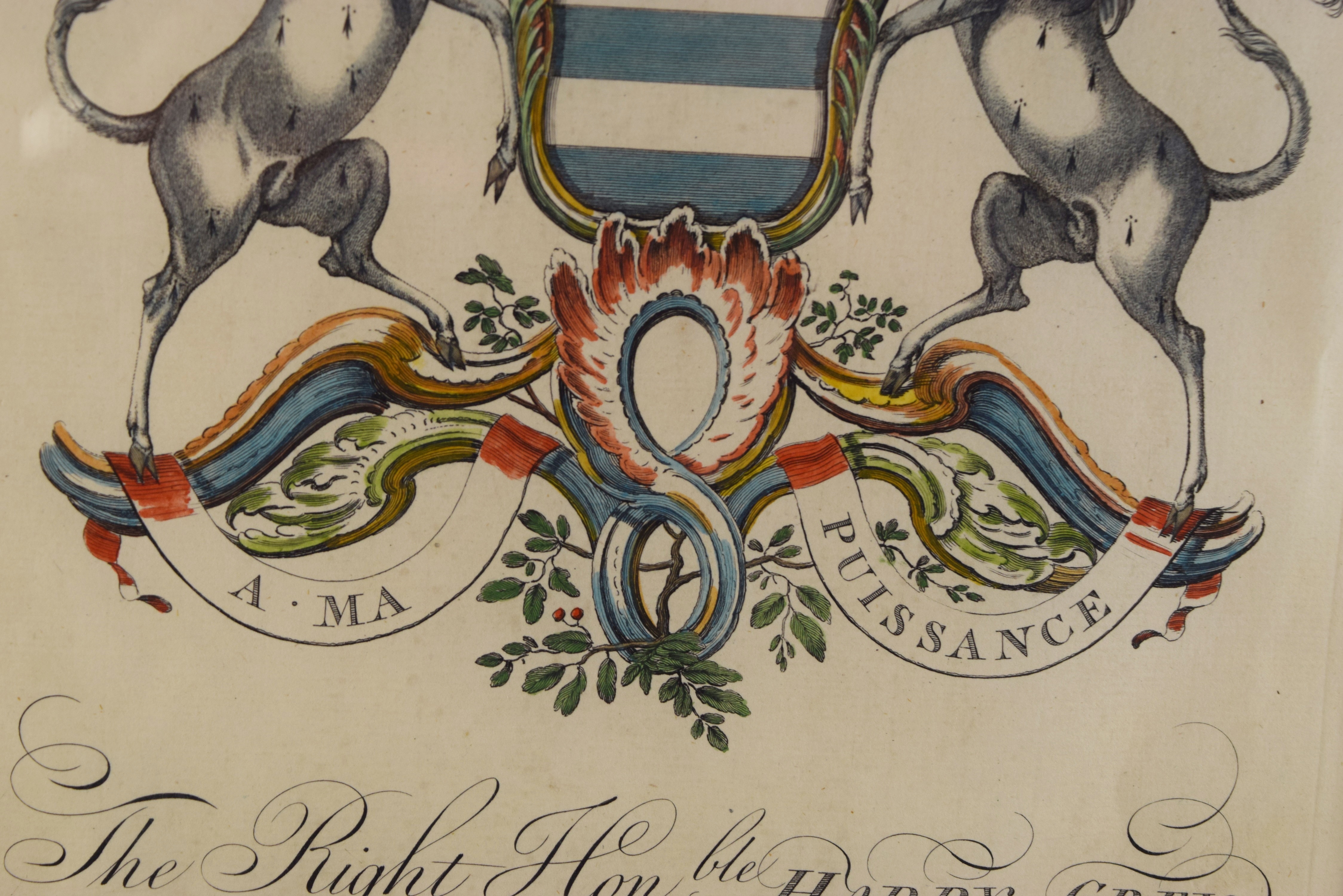 18th Century English Heraldic Bookplate, Earl Harry Grey