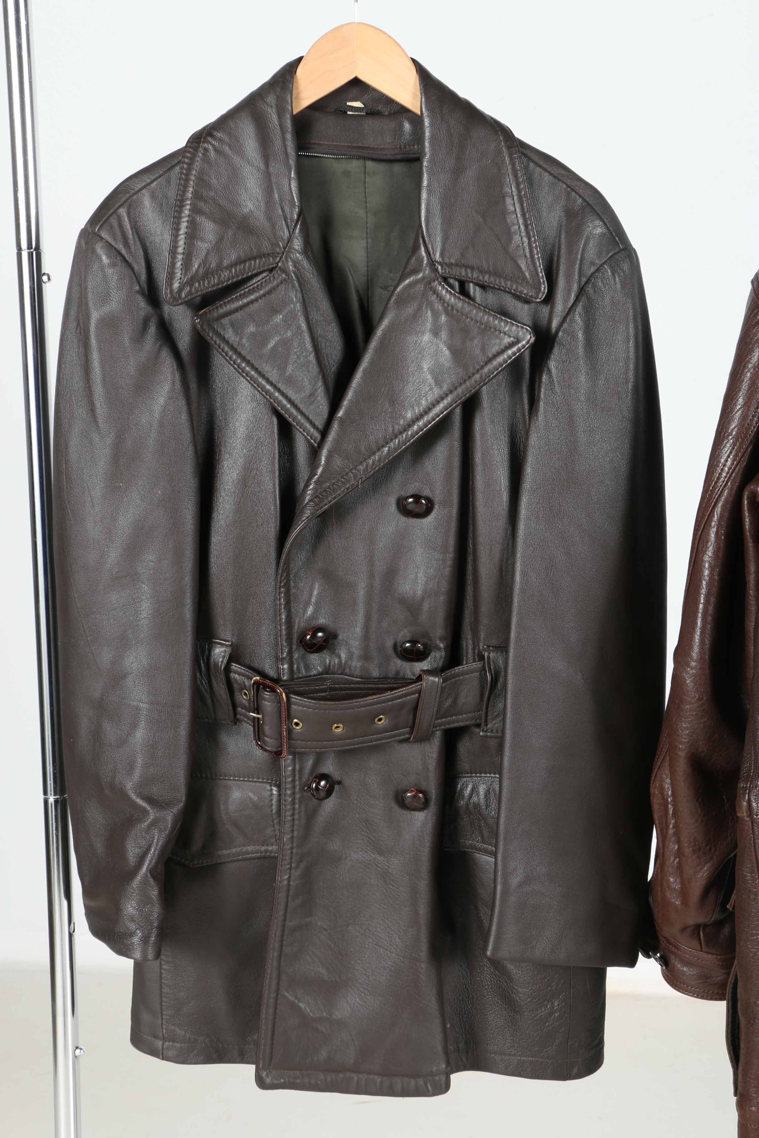 Pair of Men's Vintage Leather and Faux Leather Coats