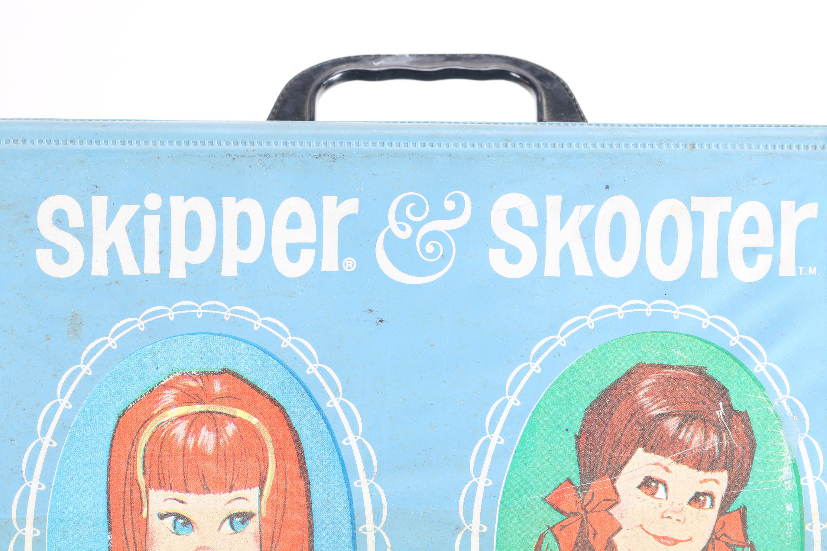 Vintage Skipper Case With Barbie Dolls and Accessories