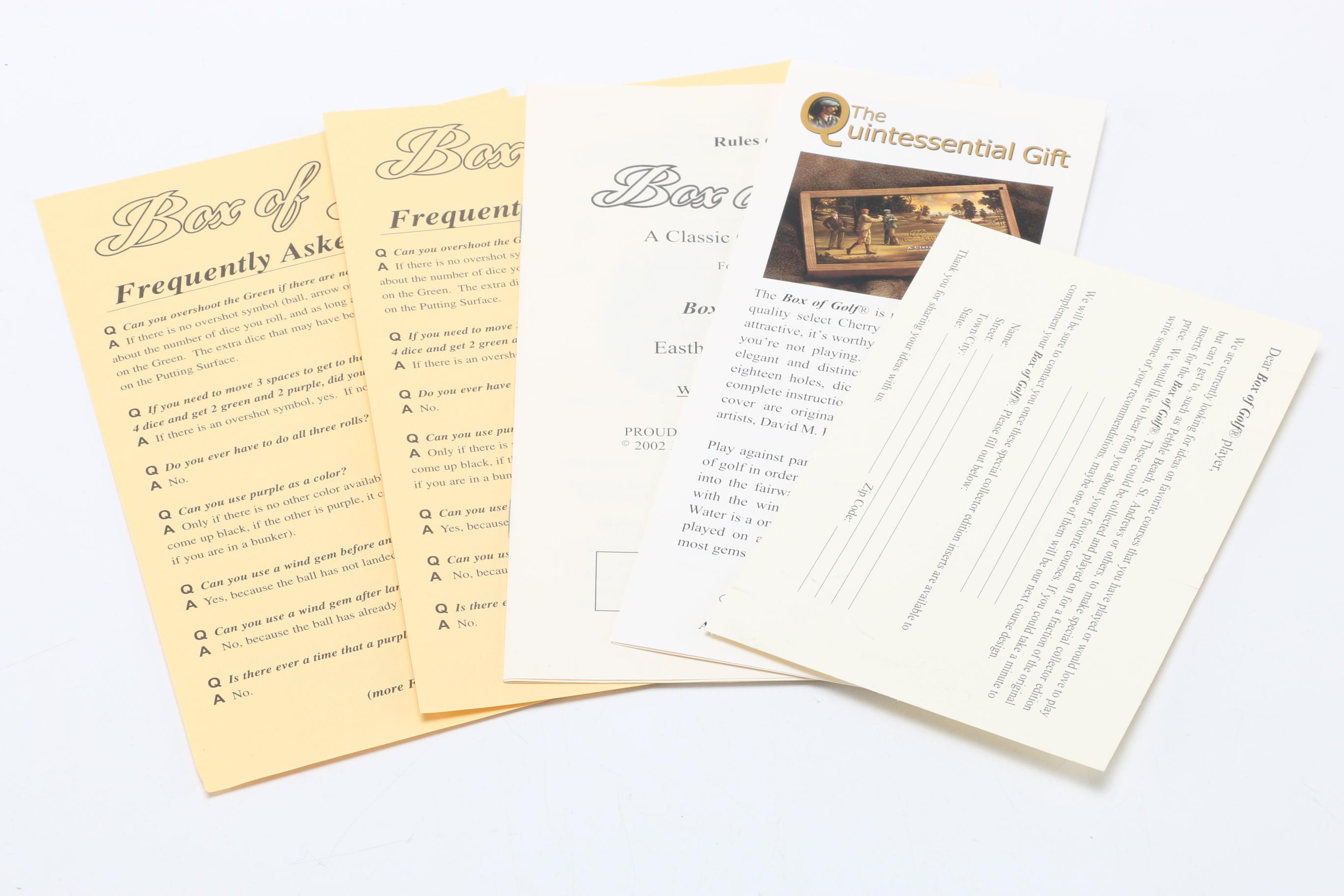 "Box of Golf" Wooden Golf Board Game