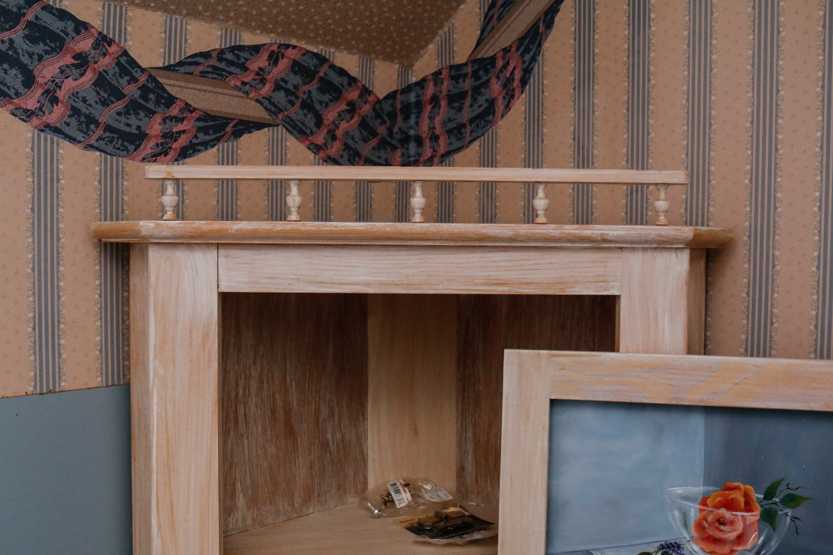 Unfinished Hand Painted Corner Medicine Cabinet