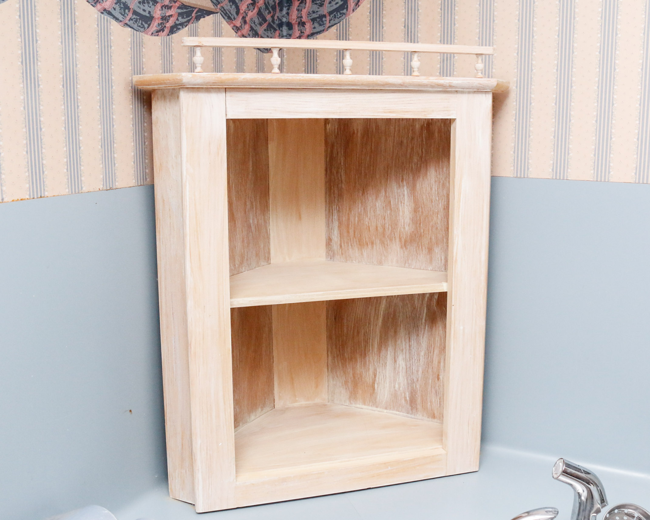 Unfinished Hand Painted Corner Medicine Cabinet